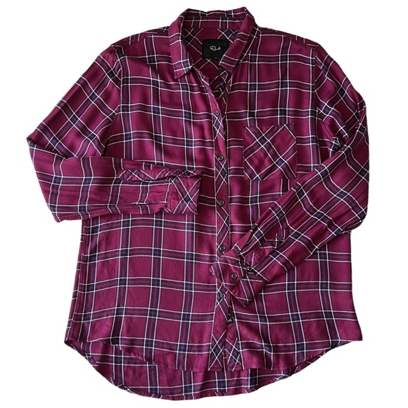 Rails Hunter Plaid Merlot Navy Button Up Shirt | MEDIUM - Picture 6 of 9